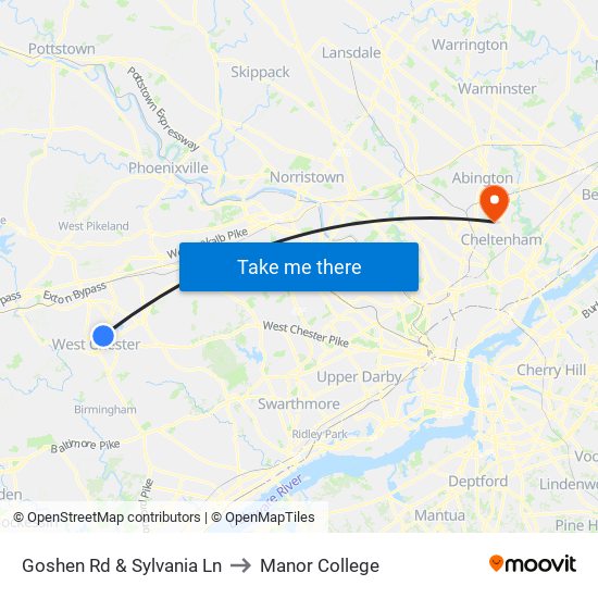 Goshen Rd & Sylvania Ln to Manor College map