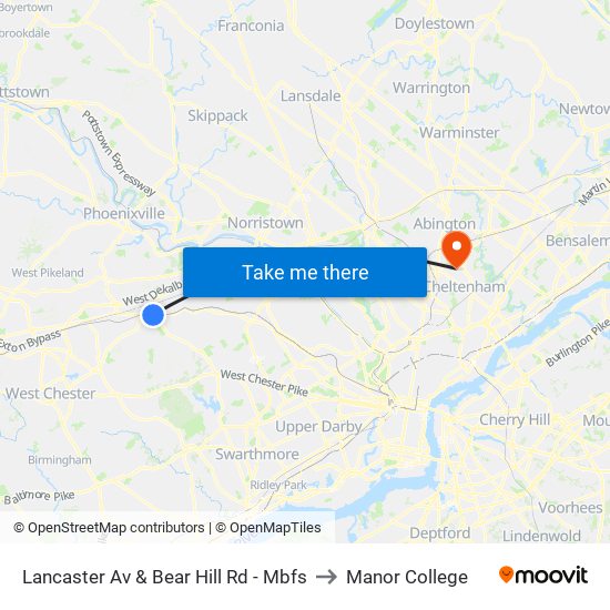 Lancaster Av & Bear Hill Rd - Mbfs to Manor College map