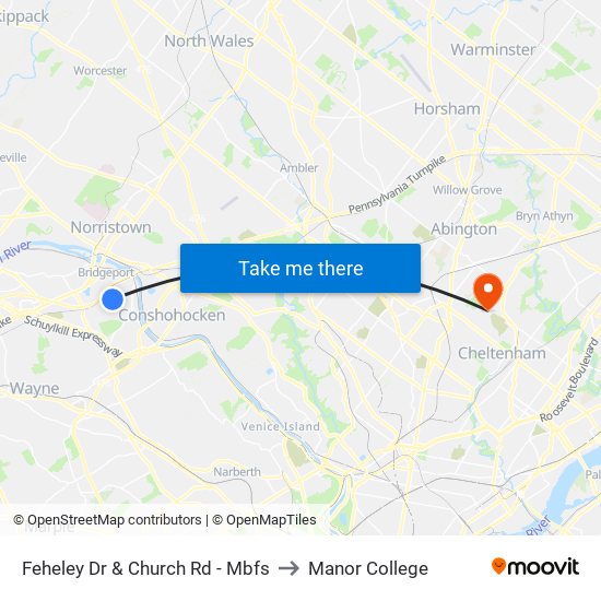 Feheley Dr & Church Rd - Mbfs to Manor College map