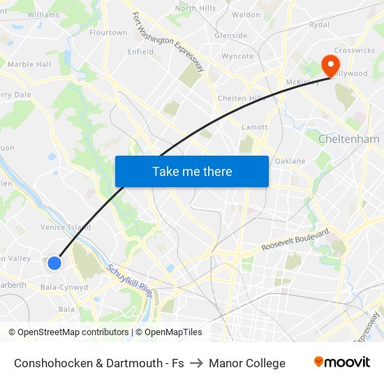 Conshohocken & Dartmouth - Fs to Manor College map