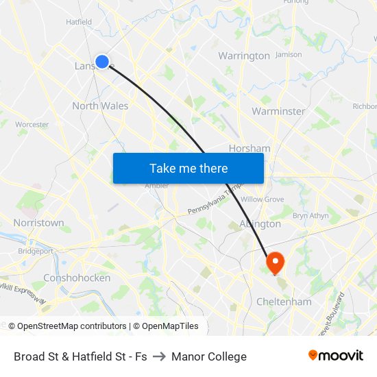 Broad St & Hatfield St - Fs to Manor College map