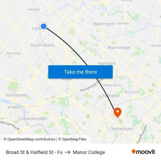 Broad St & Hatfield St - Fs to Manor College map