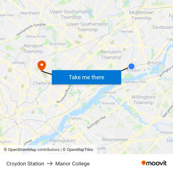 Croydon Station to Manor College map