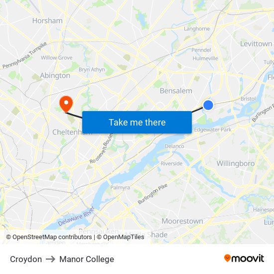 Croydon to Manor College map