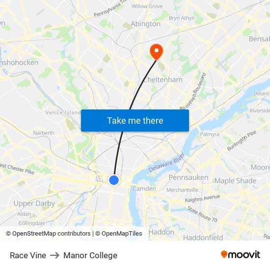 Race Vine to Manor College map