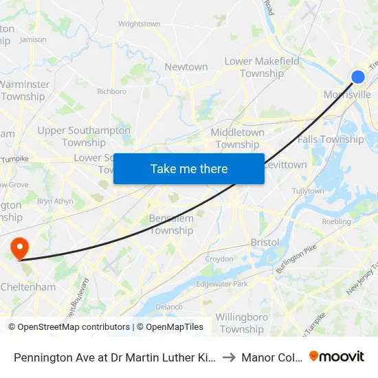 Pennington Ave at Dr Martin Luther King Jr Blvd to Manor College map