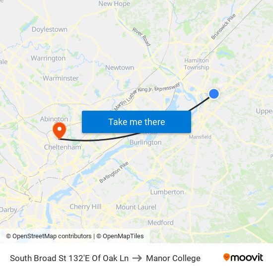 South Broad St 132'E Of Oak Ln to Manor College map