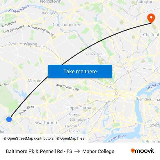 Baltimore Pk & Pennell Rd - FS to Manor College map