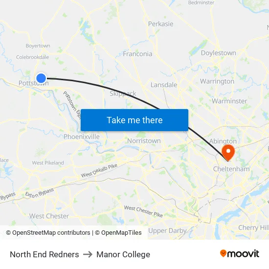 North End Redners to Manor College map