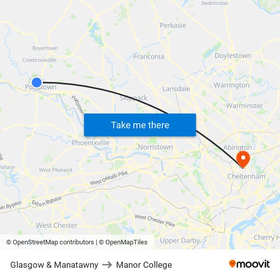 Glasgow & Manatawny to Manor College map