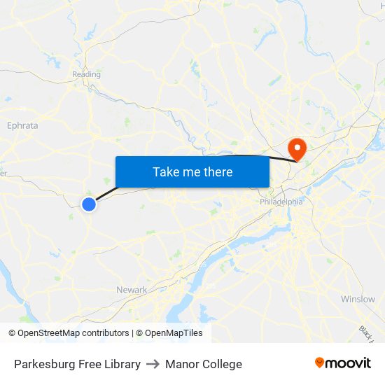 Parkesburg Free Library to Manor College map