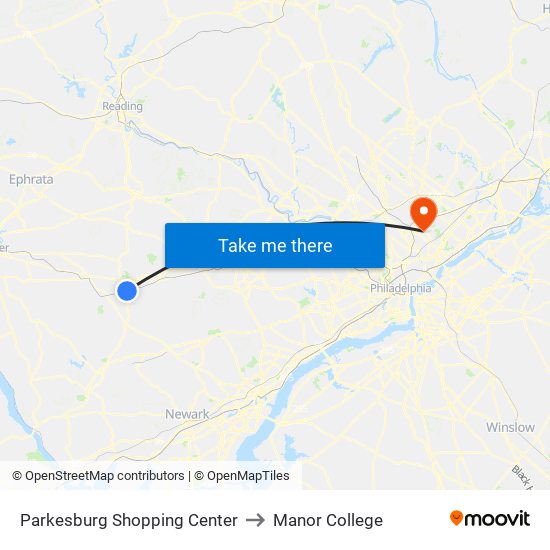 Parkesburg Shopping Center to Manor College map