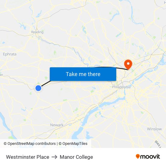 Westminster Place to Manor College map