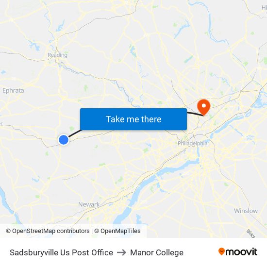 Sadsburyville  Us Post Office to Manor College map