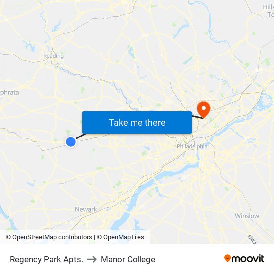 Regency Park Apts. to Manor College map