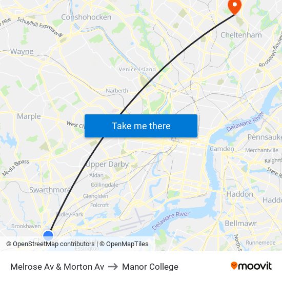 Melrose Av & Morton Av to Manor College map