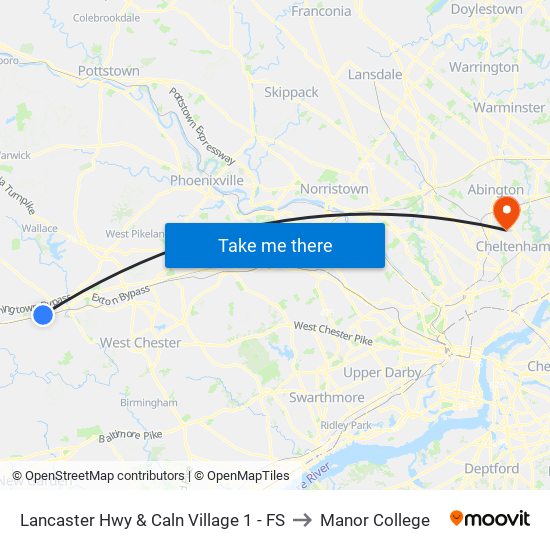 Lancaster Hwy & Caln Village 1 - FS to Manor College map