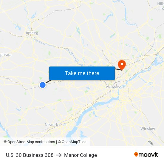 U.S. 30 Business 308 to Manor College map