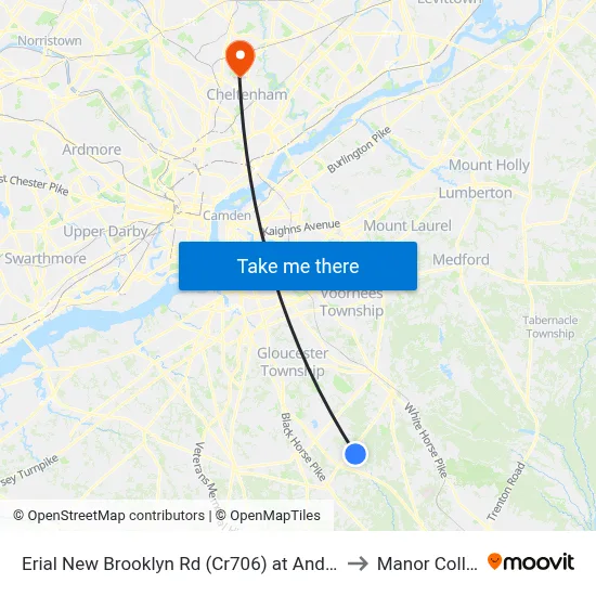 Erial New Brooklyn Rd (Cr706) at Andrews Rd to Manor College map