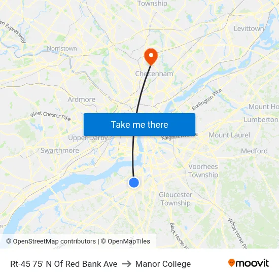 Rt-45 75' N Of Red Bank Ave to Manor College map
