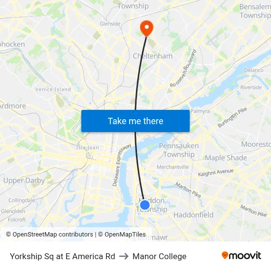 Yorkship Sq at E America Rd to Manor College map