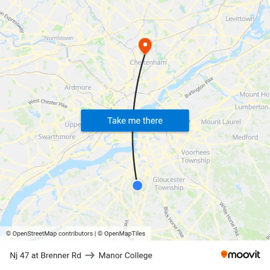 Nj 47 at Brenner Rd to Manor College map