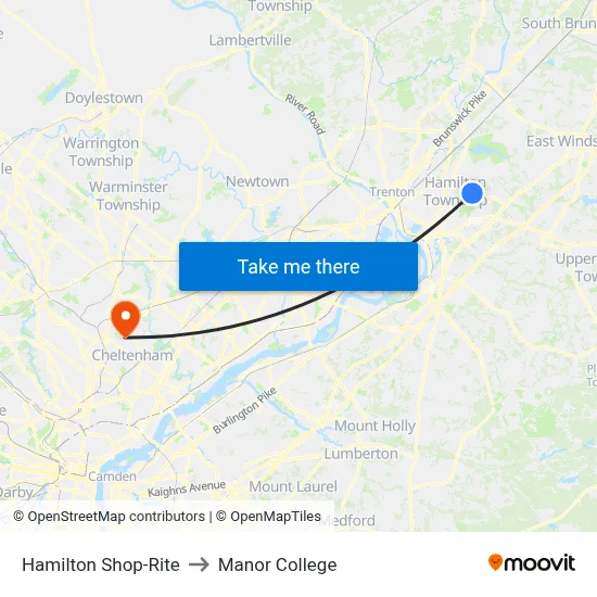 Hamilton Shop-Rite to Manor College map