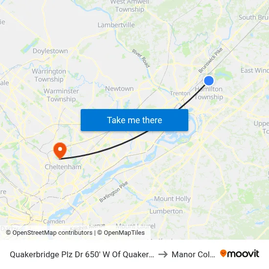 Quakerbridge Plz Dr 650' W Of Quakerbridge Rd to Manor College map