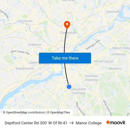 Deptford Center Rd 300' W Of Rt-41 to Manor College map