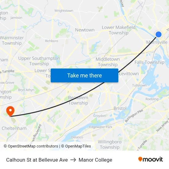 Calhoun St at Bellevue Ave to Manor College map