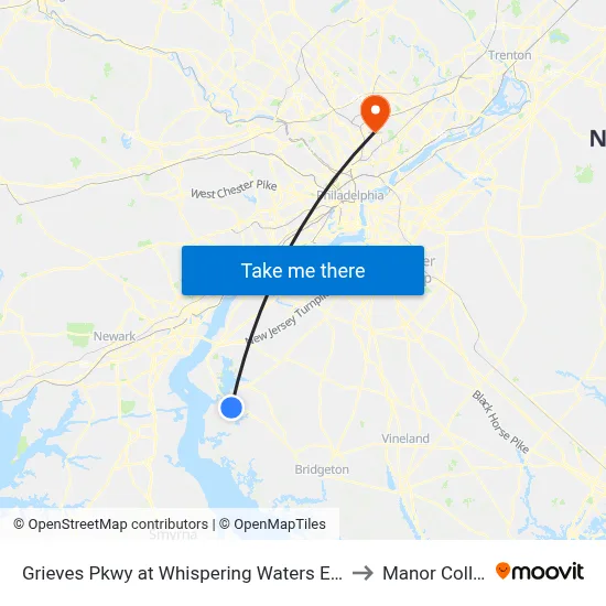 Grieves Pkwy at Whispering Waters Entrance to Manor College map