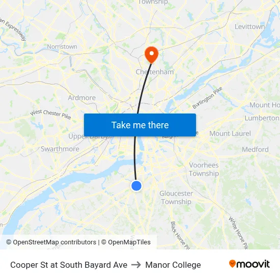Cooper St at South Bayard Ave to Manor College map