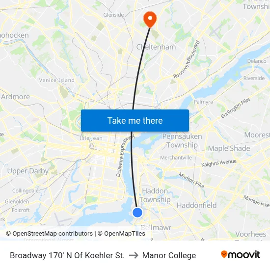 Broadway 170' N Of Koehler St. to Manor College map