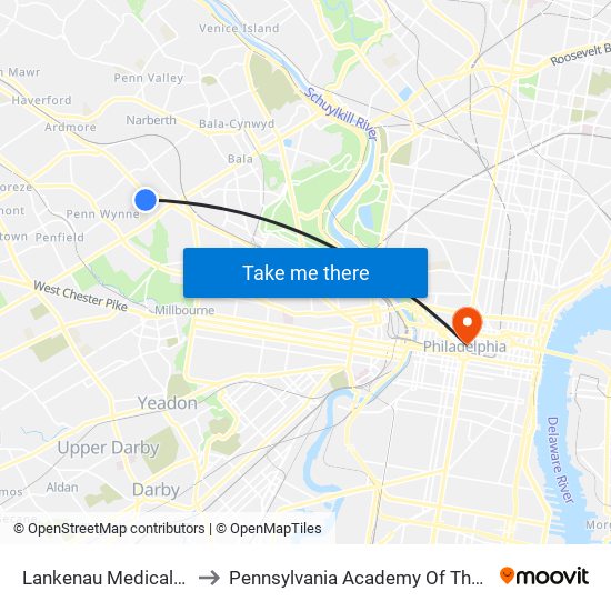 Lankenau Medical Center to Pennsylvania Academy Of The Fine Arts map