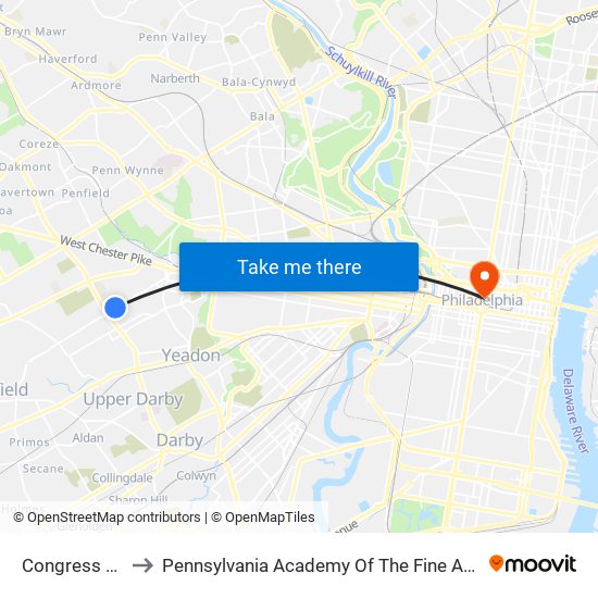 Congress Av to Pennsylvania Academy Of The Fine Arts map