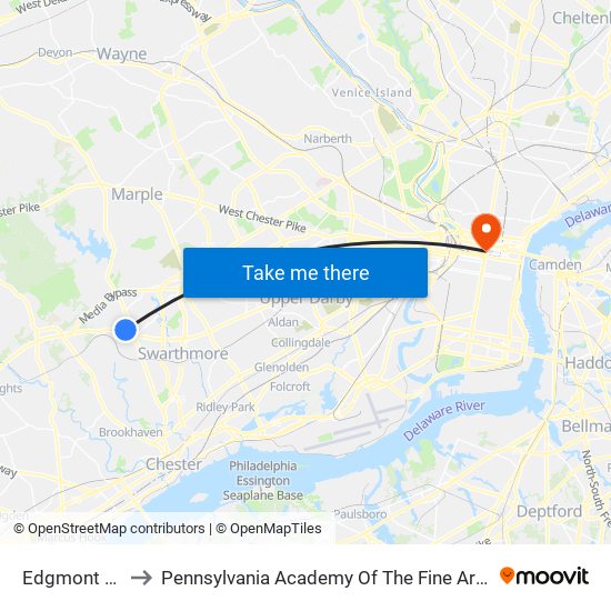 Edgmont St to Pennsylvania Academy Of The Fine Arts map