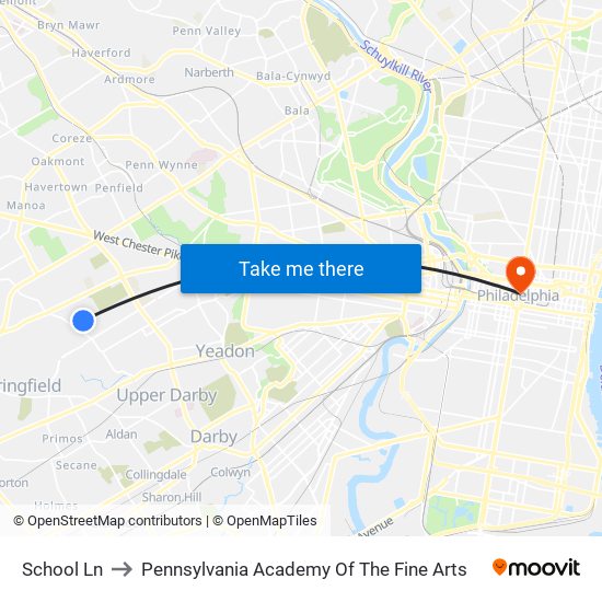 School Ln to Pennsylvania Academy Of The Fine Arts map
