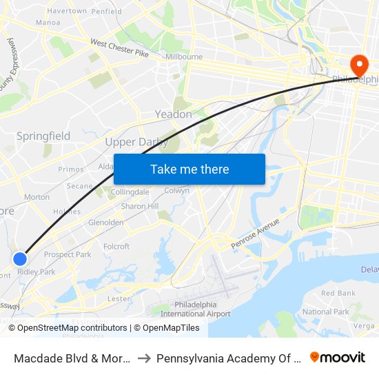 Macdade Blvd & Morton Av - FS to Pennsylvania Academy Of The Fine Arts map