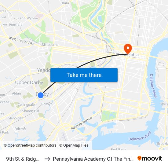 9th St & Ridge Av to Pennsylvania Academy Of The Fine Arts map