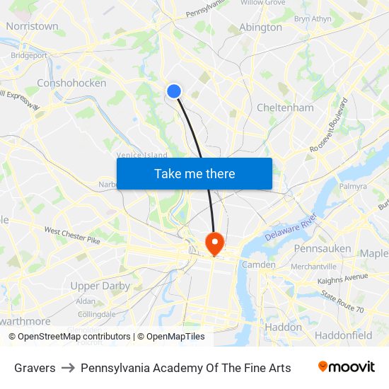 Gravers to Pennsylvania Academy Of The Fine Arts map