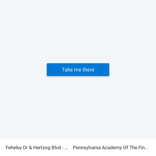 Feheley Dr & Hertzog Blvd - Mbfs to Pennsylvania Academy Of The Fine Arts map