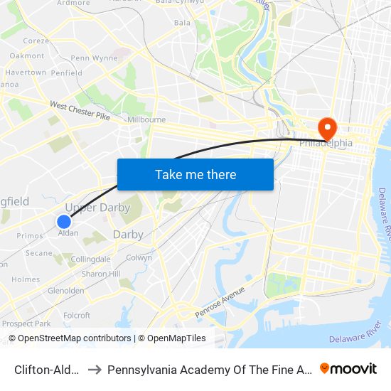 Clifton-Aldan to Pennsylvania Academy Of The Fine Arts map