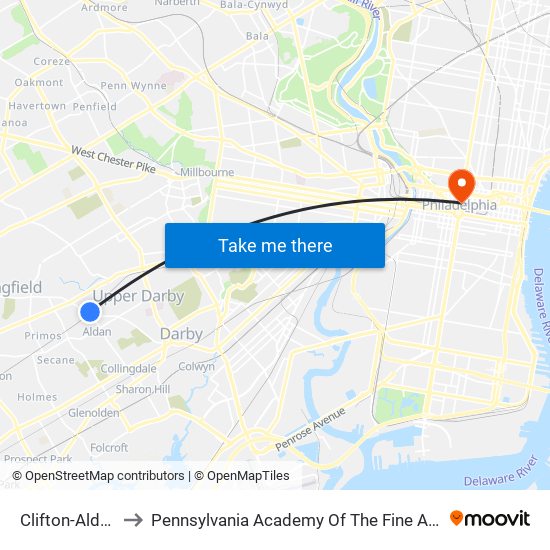 Clifton-Aldan to Pennsylvania Academy Of The Fine Arts map
