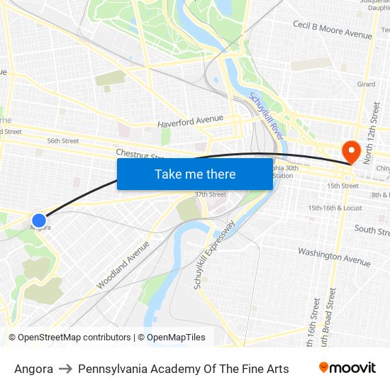 Angora to Pennsylvania Academy Of The Fine Arts map