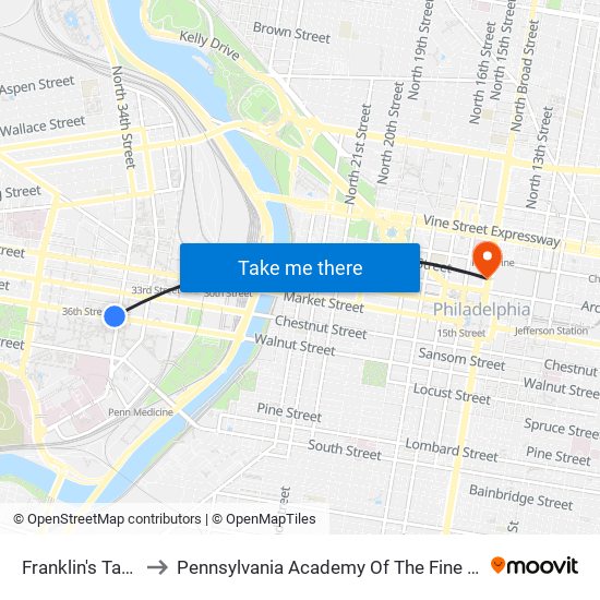 Franklin's Table to Pennsylvania Academy Of The Fine Arts map