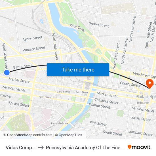 Vidas Complex to Pennsylvania Academy Of The Fine Arts map