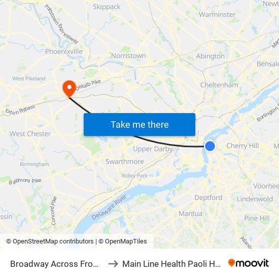 Broadway Across From Wrtc to Main Line Health Paoli Hospital map