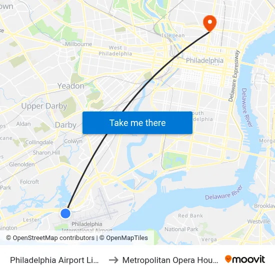 Philadelphia Airport Limo to Metropolitan Opera House map
