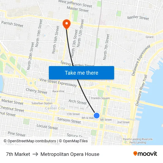 7th Market to Metropolitan Opera House map