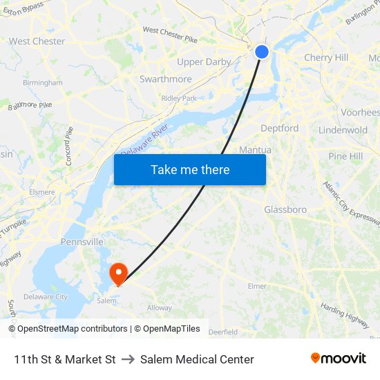 11th St & Market St to Salem Medical Center map